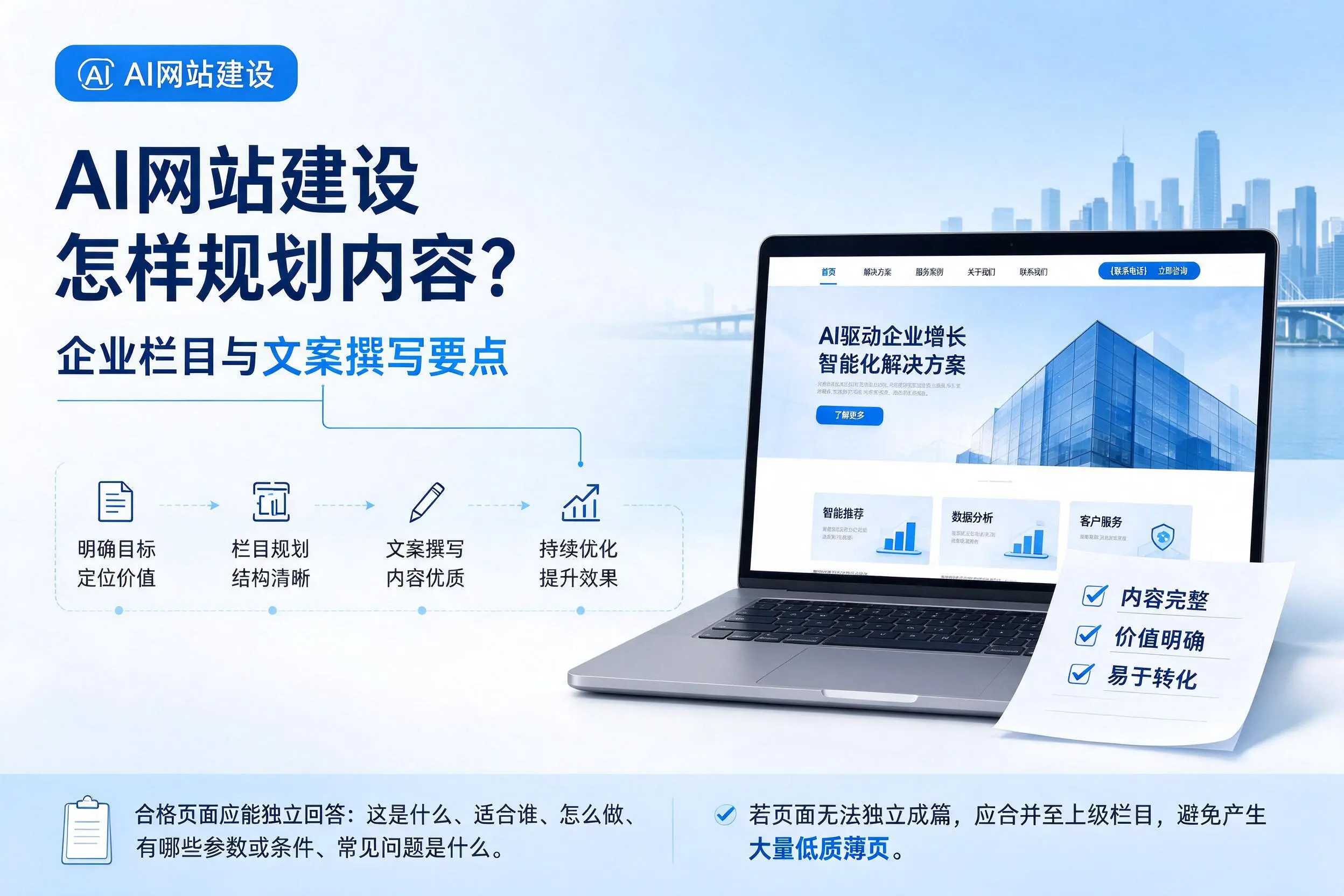 AI网站建设怎样规划内容？衡水企业栏目与文案撰写要点